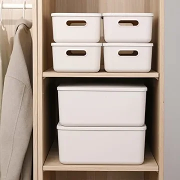 Yishyfier Plastic Storage Baskets With Lid Organizer