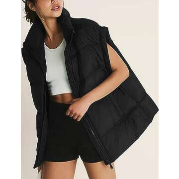 Daacee Women's Oversized Puffer Vest - Lightweight & Warm With Pockets