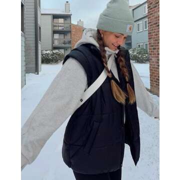 Daacee Women's Stylish Oversized Puffer Vest - Lightweight Warm Outerwear