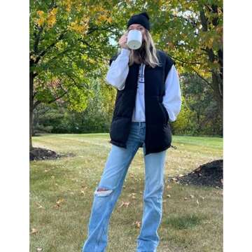 Daacee Women's Stylish Oversized Puffer Vest - Lightweight Warm Outerwear