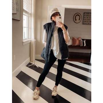 Daacee Women's Stylish Oversized Puffer Vest - Lightweight Warm Outerwear