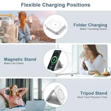 Criacr 3 in 1 Foldable Wireless Charger, Magnetic 3 in 1 Charging Station for Apple Multiple Devices, Travel Wireless Charger for iPhone 15/14/13/12, AirPods 3/2/Pro, iWatch (Adapter NOT Included)
