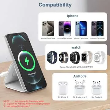 Criacr 3 in 1 Foldable Wireless Charger, Magnetic 3 in 1 Charging Station for Apple Multiple Devices, Travel Wireless Charger for iPhone 15/14/13/12, AirPods 3/2/Pro, iWatch (Adapter NOT Included)