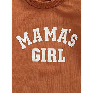 Twopumpkin Baby Girl Boy Crewneck Sweatshirts Oversized Knit Sweater Shirts Long Sleeve Romper Pullover Top Cute Fall Winter Clothes (Bc Mama's Girl Print Brown, 3-6 Months)
