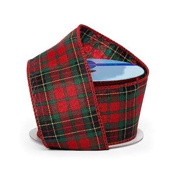 Plaid Christmas Ribbon for Wreaths - 2.5" x 10 Yards for Holiday Crafts, Gift Wrapping, and Decor