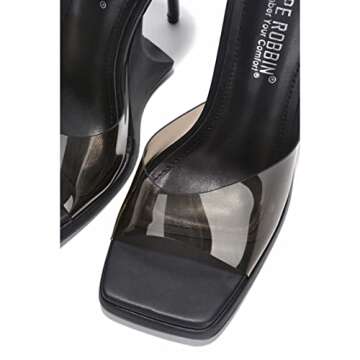 Cape Robbin Magana Sexy Stiletto Peep Toe High Heels for Women, Women's Square Open Toe Heeled Mules - Black Size 8