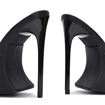 Cape Robbin Magana Sexy Stiletto Peep Toe High Heels for Women, Women's Square Open Toe Heeled Mules - Black Size 8