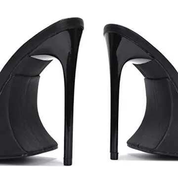 Cape Robbin Magana Sexy Stiletto Peep Toe High Heels for Women, Women's Square Open Toe Heeled Mules - Black Size 8