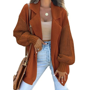 LILLUSORY Women's Trendy Fall Jacket Long Sleeve Open Front Knit Cardigan Sweaters Fashion Oversized...