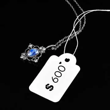 500 Pack White Marking Tags Price Labels Display Tags with Hanging String(Vintage Style,35 x 22 mm)