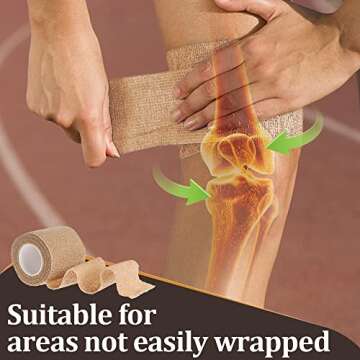 Self Adhesive Bandage Medical Tape Elastic Bandages Flexible Breathable First Aid Nonwoven Roll Stretching Exercise, Ankle Sprains and Swelling,Sports 2" x 5 Yards,12 Pack