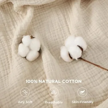 Soft & Lightweight Cotton Muslin Blanket - Queen Size 4-Layer