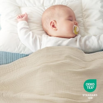 Soft & Lightweight Cotton Muslin Blanket - Queen Size 4-Layer