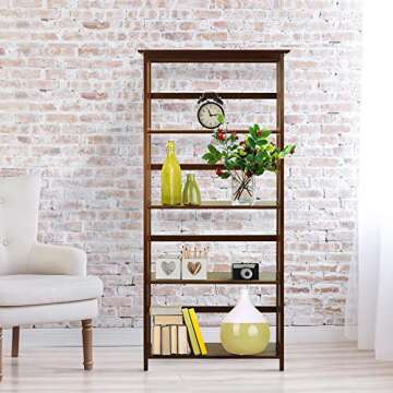 Casual Home Mission Style 5-Shelf Bookcase in Walnut - Durable Design