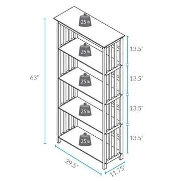 Casual Home Mission Style 5-Shelf Bookcase for All