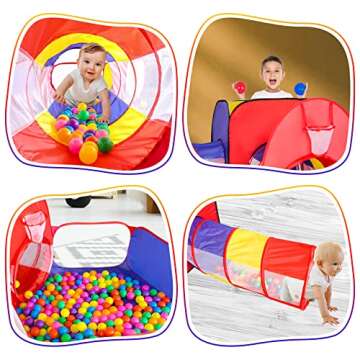 LandCorer 5pc Baby Ball Pits for Toddlers, Kids Play Tent and Play Tunnel, Children Indoor Outdoor Playhouse with Crawling Toys, Boys and Girls Best Birthday Gifts (5 in 1 Kids Play Tent)