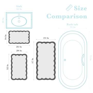 Luxury Microfiber Bathroom Rugs - White Bath Rug with Pink Scalloped Piping for Women