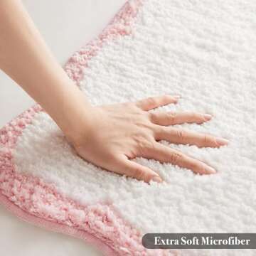 Luxury Microfiber Bath Rug with Pink Scalloped Piping
