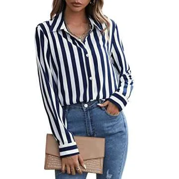 Casual Long Sleeve Striped Blouse for Women