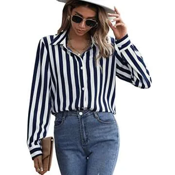 Casual Long Sleeve Striped Blouse for Women