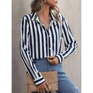 Casual Long Sleeve Striped Blouse for Women