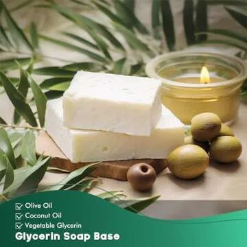EDSRDRUS 2LB Unscented Glycerin Soap Base DIY Handmade Soap Moisturizing Melt and Pour Soap Base for Crafting, Vegetable Glycerin & Coconut Oil, Easy to Cut (White, 2LB)