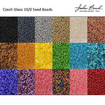 John Bead Czech Glass Seed Beads 10/0 Rose Silver Lined Beads for Jewelry Making Crafts, 72g (3x24g) Vials