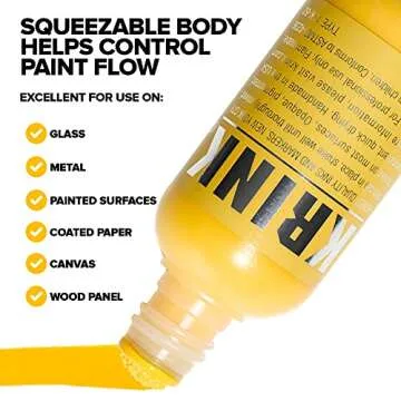 Krink K-60 Yellow Paint Marker - Vibrant and Opaque Fine Art Graffiti Markers for Canvas Metal Glass Paper and More - Alcohol-Based Permanent Graffiti Mop Krink Paint Marker for Lasting Tags