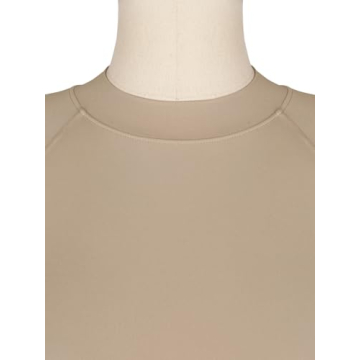 REORIA Women's Trendy Mock Neck Summer Top in Khaki