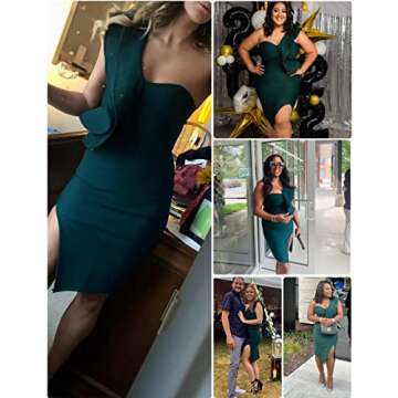 UONBOX Stylish One Shoulder Bandage Dress in Green