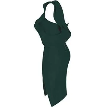 UONBOX Stylish One Shoulder Bandage Dress in Green