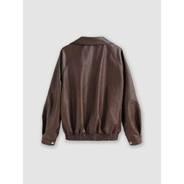 CIDER Faux Leather Long Sleeve Zipper Jacket Trendy Cool Casual