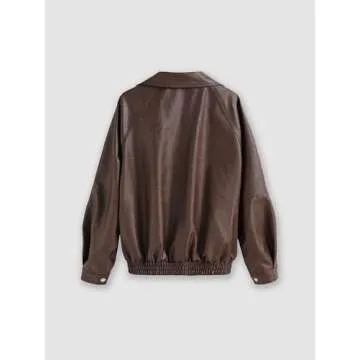 CIDER Faux Leather Long Sleeve Zipper Jacket Trendy Cool Casual