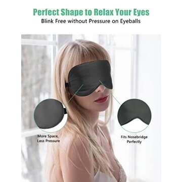 BeeVines Sleep Mask, 2 Pack 100% Real Natural Silk Eye Masks with Adjustable Strap for Sleeping, Mulberry Silk Eye Shade Cover, Blocks Light Reduces Puffy Eyes Traveling Gifts(Black & Galaxy Grey)