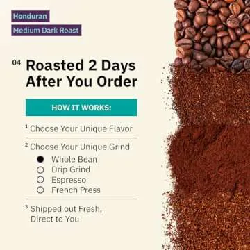 Organic Honduran Whole Bean Coffee Medium Dark Roast - 12oz, Single Origin Arabica Coffee Beans, Fair Trade Specialty Coffee