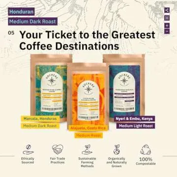 Organic Honduran Whole Bean Coffee Medium Dark Roast - 12oz, Single Origin Arabica Coffee Beans, Fair Trade Specialty Coffee