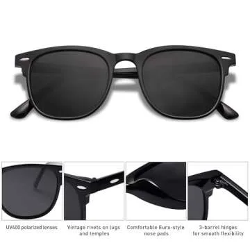 SOJOS Retro Square Polarized Sunglasses UV400 Protection