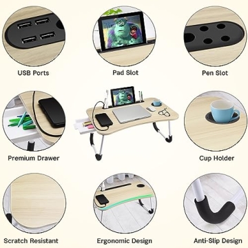 Slendor Foldable Laptop Desk for Bed Couch Work