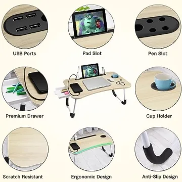 Slendor Foldable Laptop Desk for Bed Couch Work