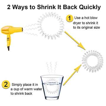 TUUXI 12pcs Spiral Hair Ties Clear No Damage Style Coils