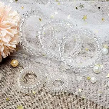 TUUXI 12pcs Spiral Hair Ties Clear No Damage Style Coils