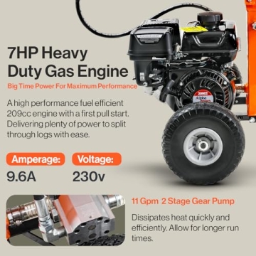 SuperHandy 25 Ton Gas Log Splitter with 7HP Engine