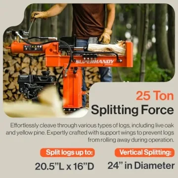SuperHandy 25 Ton Gas Log Splitter with 7HP Engine