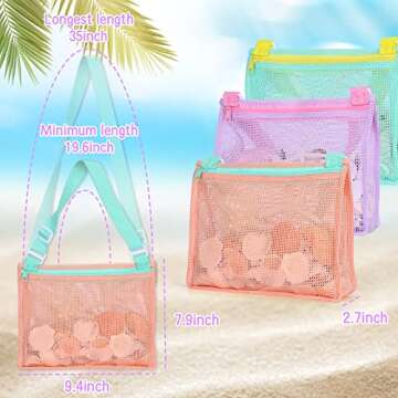 Tagitary Kids Beach Mesh Bag Set for Shell Collecting Fun