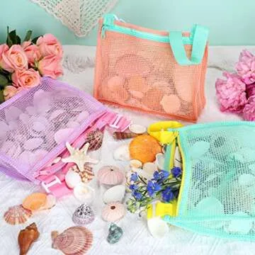 Tagitary Kids Beach Mesh Bag Set for Shell Collecting Fun