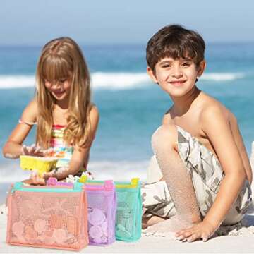 Tagitary Kids Beach Mesh Bag Set for Shell Collecting Fun