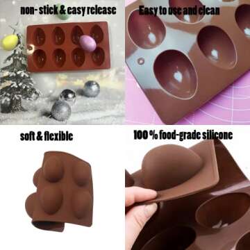 2 Pcs Silicone Egg Molds for Baking & Festive Treats