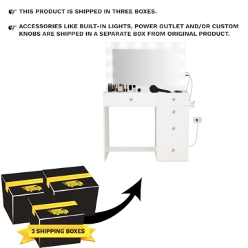 Premium White Makeup Vanity Desk with Built-in Lights & USB Ports