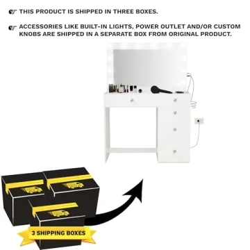 Premium White Makeup Vanity Desk with Built-in Lights & USB Ports