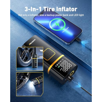 AUXITO Portable Tire Inflator & Air Compressor with LED